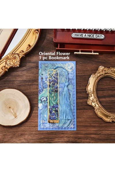Choice4 Oriental Flower Vintage Oil Painting Metal Bookmarks - Hollow Hot Sta...