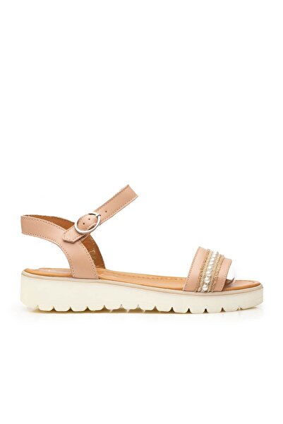 UrbanShoes Sandale cu talpă joasă damă, din piele naturală, Leofex - 368 Nude...