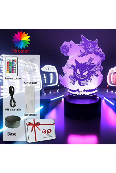 Choice3 بانداي Pok01-B16color-HZ مصباح ليلي LED ثلاثي الأبعاد بتصميم أنمي، بأ...