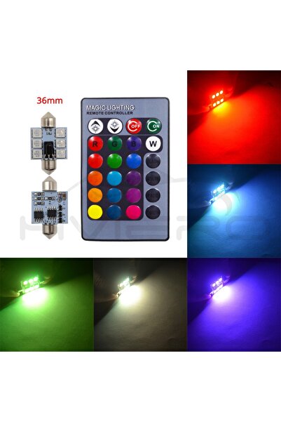 Choice 36mm 2X RGB 6SMD Roof Dome Festoon Reading Lamps C5w Car Auto Remote C...