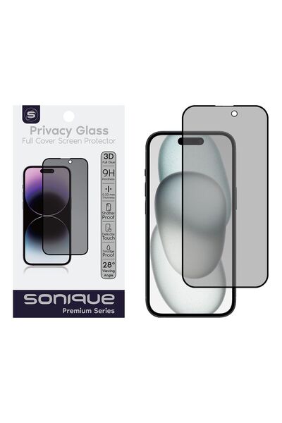 Sonique Privacy Glass Premium Series HD Full Cover 9H Apple iPhone 15 Plus / ...