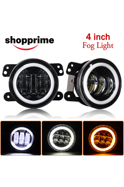 Choice 4 inch Round LED Front Driving Fog Lights White Amber DRL For Wrangler...