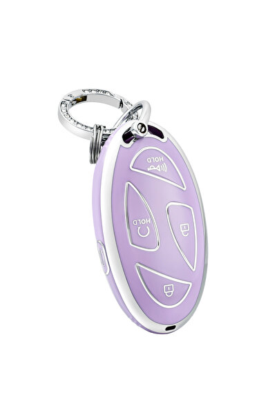 Choice PURPLE SILVER SET Car Key Fob Cover with Keychain for Hyundai Tucson 2...
