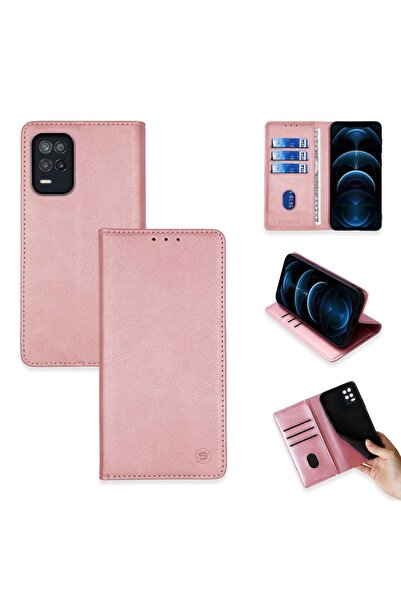 Sonique Θήκη Πορτοφόλι Vintage Magnet Wallet Realme 8 5G Ροζ Χρυσό