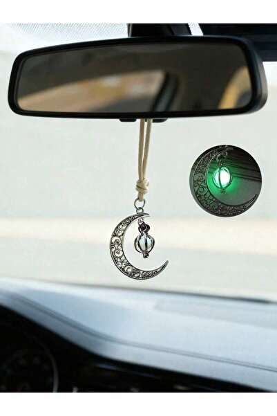 Choice Green Luminous Moon Pendant Car Hanging Ornament – Hollow Crescent Des...