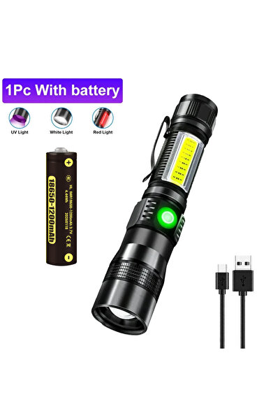 choice2 Heinast black 1Pc with battery UV Light & Strong Light Flashlight USB...