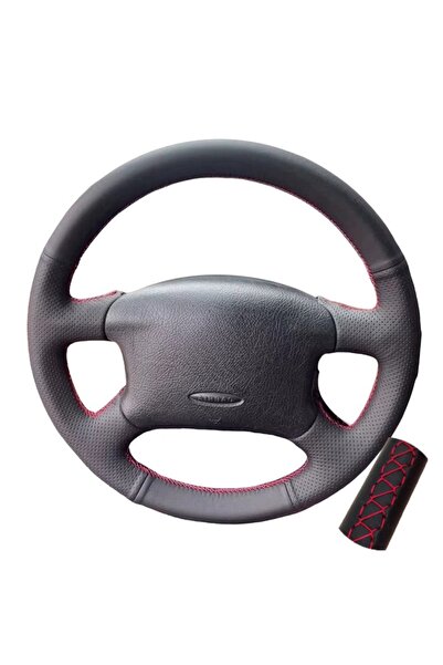 choice2 Red Thread Hand-stitched Perforated Microfiber Leather Car Steering W...