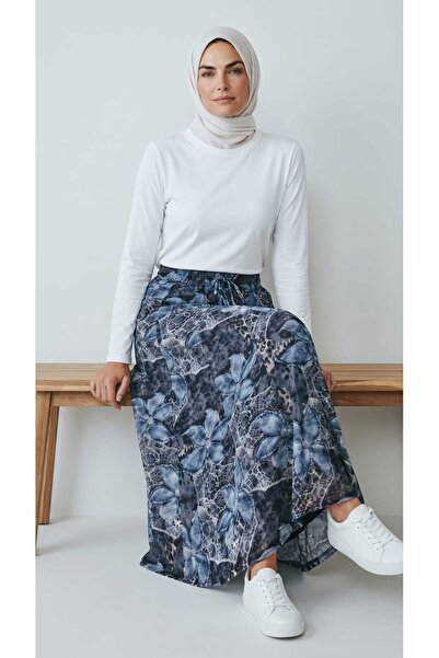 ECE GİYİM Women's Skirt with Elastic Waist and Patterned Details