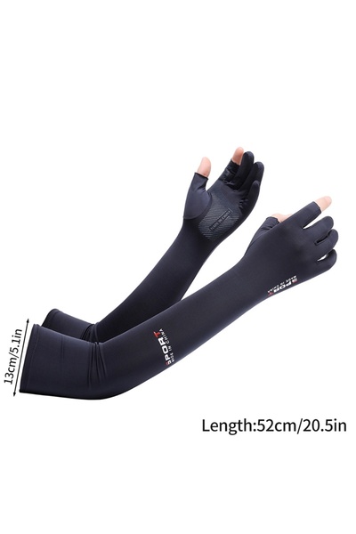 choice2 Two fingers blue Summer Ice Silk Arm Sleeves UV 5 Finger Cuff for Out...