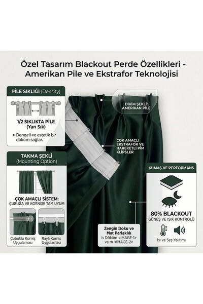 MebelPort Curtain Blackout Blackout 1/2 American Pleated Background Curtain