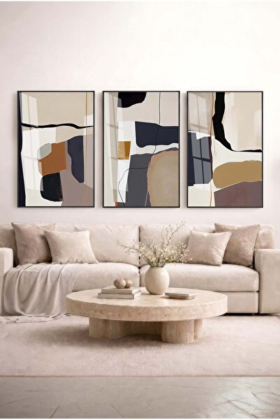 Zevahir Mobilya Dekorasyon Bauhaus Spirit Earth Tones and Modern 3-Piece Glas...