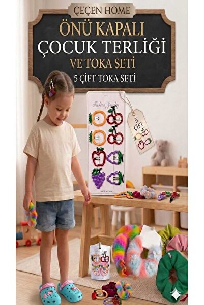 ÇEÇEN HOME Orthopedic Sole Beaded Detailed Stylish Closed-Front Children's Sl...