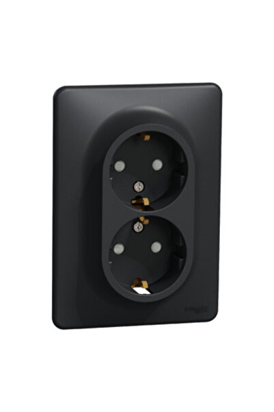 Schneider Electric Priza dubla cu impamantare gri antracit Sedna Design Schne...