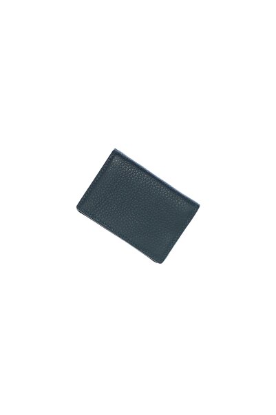 ButicCochet Portcard, din piele naturală, Buticcochet, 10x7x1 cm, Albastru ma...