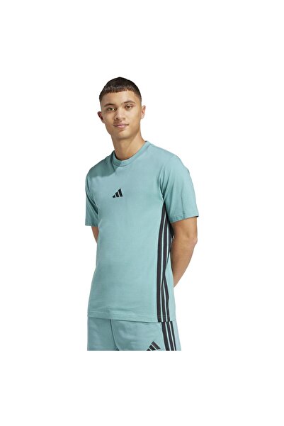 adidas Tricou bărbătesc Essentials cu 3 dungi, din jerseu simplu, mărimea M