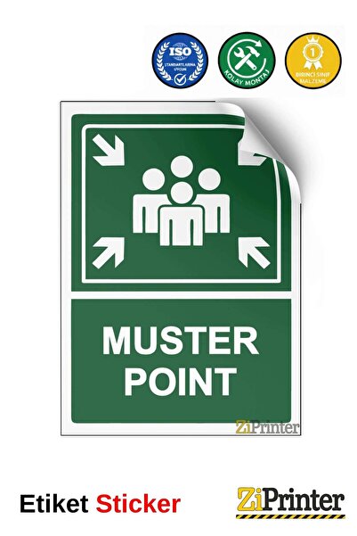 ZiPrinter ملصق لافتة تحذيرية من MUSTER POINT مقاس 35x50 سم