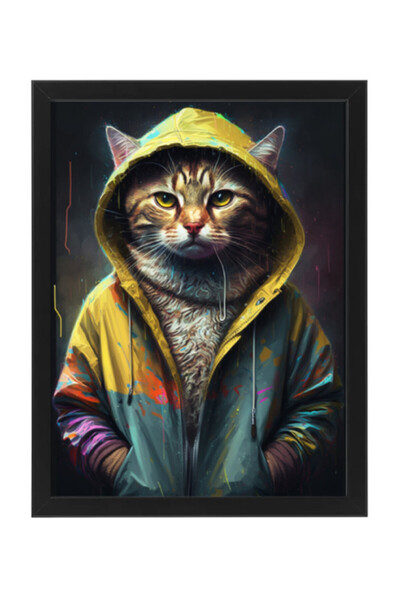 Boomah Accessories Cool Cat in Hoodie Wall Art Poster with Frame 50x40cm