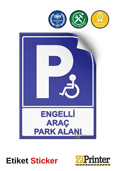 ZiPrinter Disabled Car Parking Area Isg Warning Sign Sticker 25X35 cm