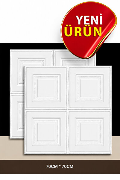 UKAB DEKOR 70x70 cm 1 Adet 3d Dekoratif Beyaz Kendinden Yapışkanlı Köpük Duva...