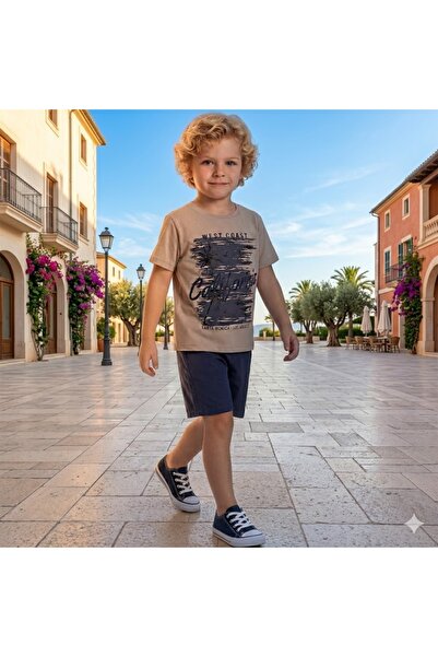 Erca Home Tekstil Ürünleri Summer Suit Double Set 2Y,3Y,4Y,5Y Men's Brown