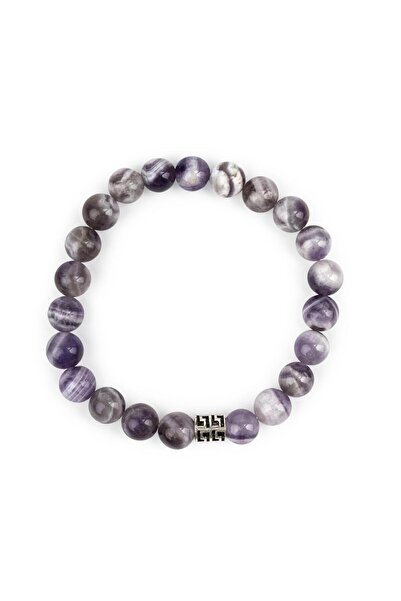 Zodyak Doğal Taş Amethyst Natural Stone Silver Bracelet