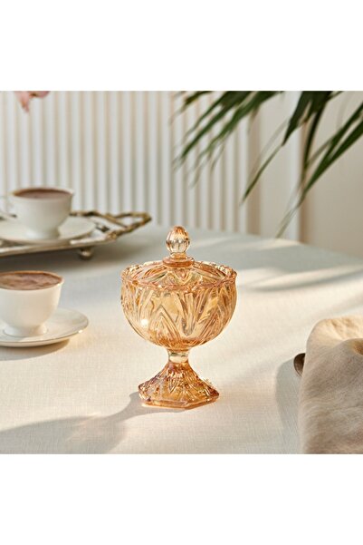 Karaca Barry Cam Lokumluk/Şekerlik Amber - 12 Cm