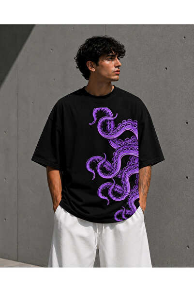 Nulivez Oversize Unisex Printed T-Shirt – Octopus Pattern Graphic Streetwear ...