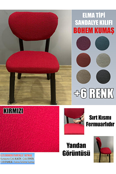 İLYEVTEKSTİLİ ELMA TİPİ SANDALYE KILIFI LÜX BOHEM KUMAŞ ÇOK KALIN %100 PAMUK,...