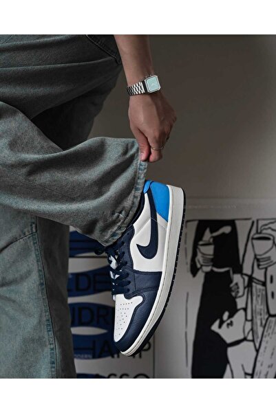 Nike Air Jordan 1 Low Obsidian Hakiki Deri Premium Sneaker /Blue Sport