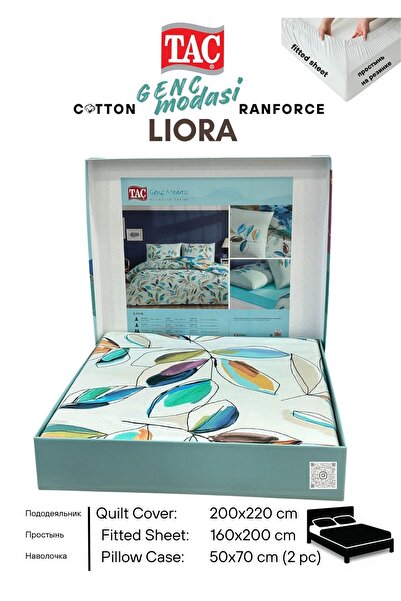 Taç LIORA Yesil Ranforce Genc modasi Cift Kişilik Nevresim Takım 200x220 cm