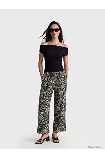LC Waikiki Rmz Gi̇yi̇m Farkiyla Leopard Embroidered Women's Trousers