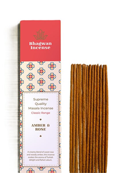 Bhagwan Incense Trandafir cu Chihlimbar - bețișoare parfumate masala naturale...