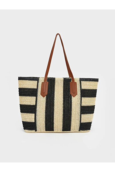 LC Waikiki Black Shoulder Strap Women's Beach Bag