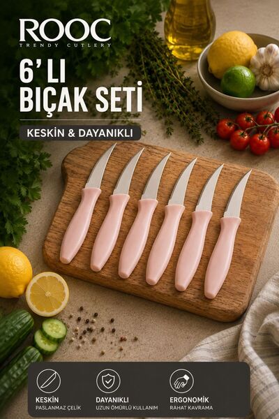 KEA ROOC 6’lı Meyve Bıçağı Seti – Paslanmaz Çelik Keskin Mutfak Bıçakları