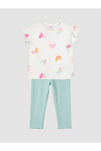 LC Waikiki Set pentru fete cu imprimeu fluturi LCW Kids