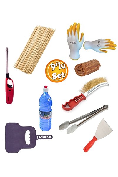 Depolife Mangal Grill için aksesuar Seti Maşa Çıra Eldiven ıspatula Tel Fırça...