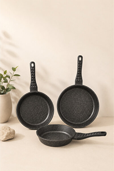 Mirilliahome Cast Granite 3-Piece Pan Set 20-24-28 cm Non-Stick Deep Pan Set