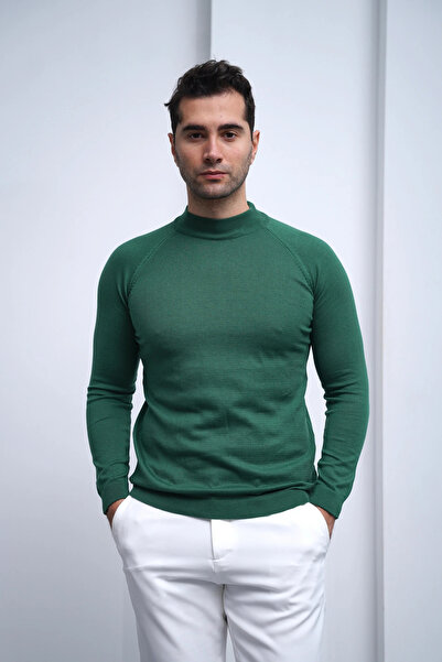 MODEFENDİ Slimfit Molded Cotton Knitwear Half Fisherman Knitwear Sweater