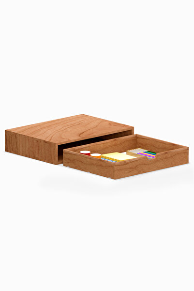 Woodsaka Desna Single-Drawer Cabinet & Monitor Stand - Cherry |   34 cm X 25 ...