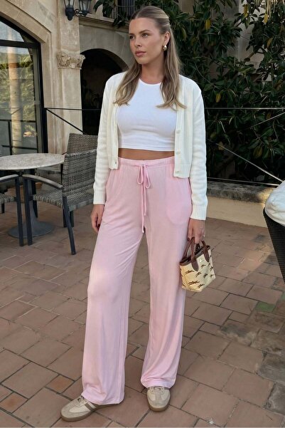 Madmext Pink Modal Soft Touch Tie-Up Tracksuit Mg2723