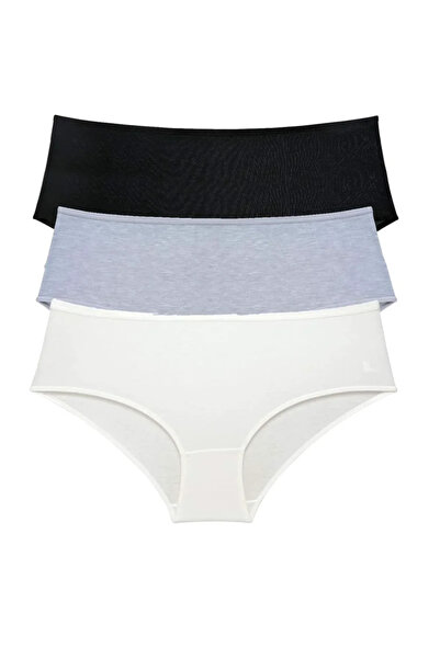 Generic Brand 3 Pieces Women's High Waist Bato Panties Black Gray Cream