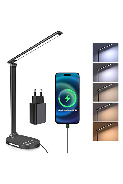 Rovo Lampă de birou LED 5503, lumină de veghe, 5 moduri de iluminare, 4 inten...