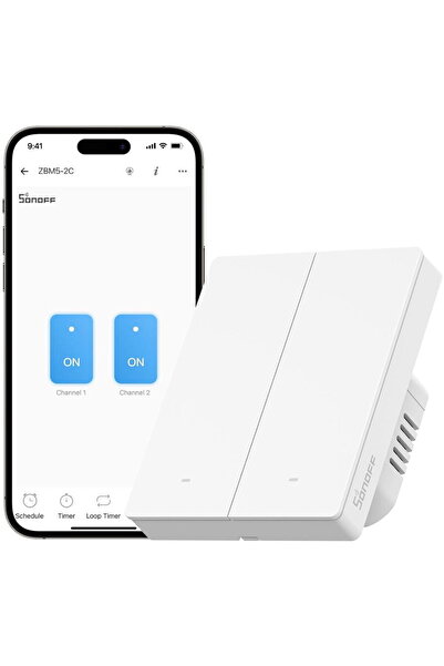 Sonoff Comutator inteligent ZBM5-2C-80W, 2 canale, 10A, Zigbee, Alb