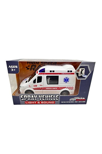 JPT Mașină de ambulanță cu fricțiune 1:32, cu lumini, sunet și ceață