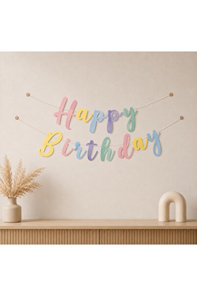 Partiden Makaron Kaligrafi Happy Birthday Yazısı
