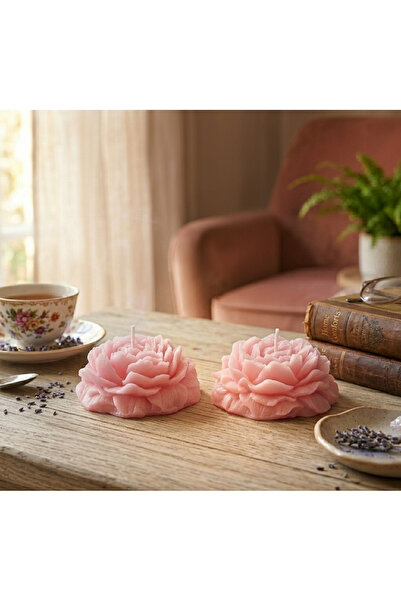 Noure Candle Studio 2'li Lavanta Kokulu Şakayık Çiçek Mum