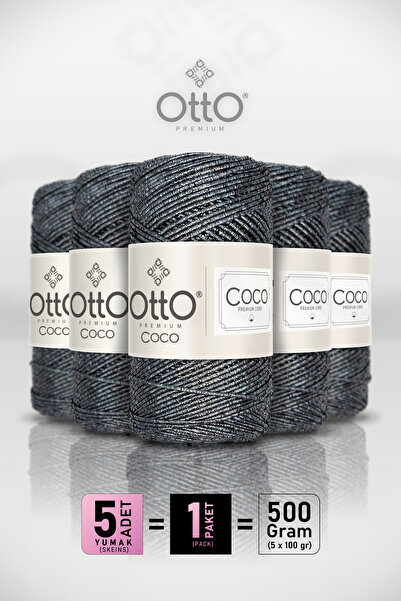 Otto Coco - Dark Gray - 5-Pack - 2Mm/100Gr/125M - Glitter Cotton Bag and Acce...