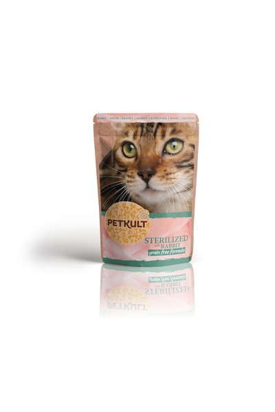 PetKult Hrana umeda pentru pisici Petkult, Sterilized, Iepure, 10x100g