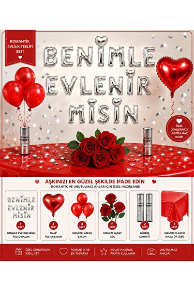 Sev-AL Balonları Romantik Evlilik Teklifi Süsleme Seti – Benimle Evlenir Misi...