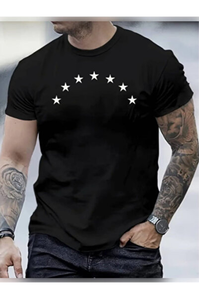 TİMİSİVA Unisex Oversize kroj Štampano okrugla kragna Kratki rukav CRNA majica